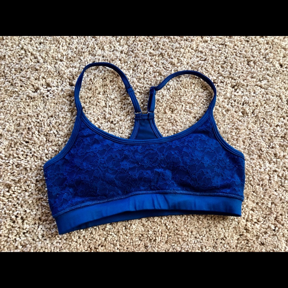 Blue floral sports bra